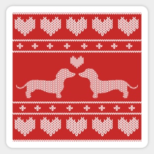 Short legs big heart dachshund holiday sweater Sticker